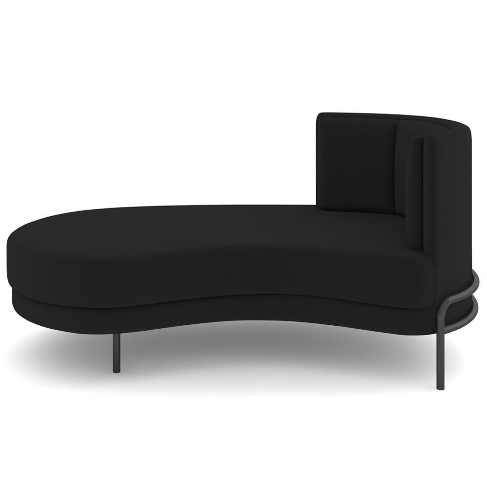 Chaise Longue Divã 164cm Braço Direito Logus D06 Veludo Preto - Mpozenato - 7