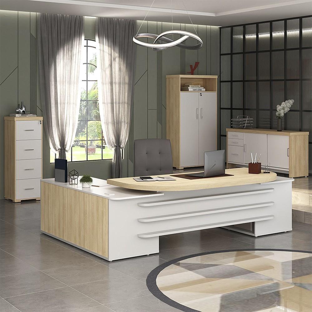 Conjunto Escritório Home Office 4 Peças Corp A06 Carvalho/branco - Mpozenato - 2