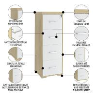 Conjunto Escritório Home Office 4 Peças Corp A06 Carvalho/branco - Mpozenato - 7