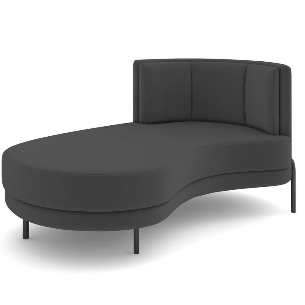 Chaise Longue Divã 164cm Braço Direito Logus D06 Veludo Cinza - Mpozenato - 1
