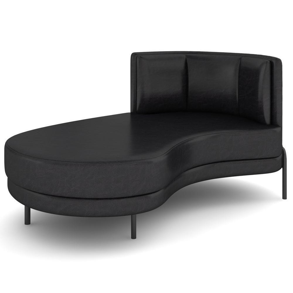 Chaise Longue Divã 164cm Braço Direito Logus D06 Sintético Preto - Mpozenato - 1