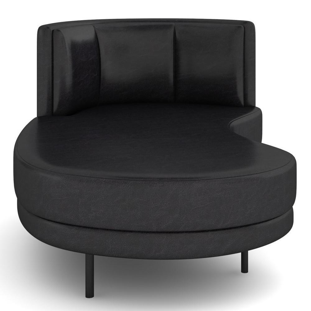 Chaise Longue Divã 164cm Braço Direito Logus D06 Sintético Preto - Mpozenato - 6