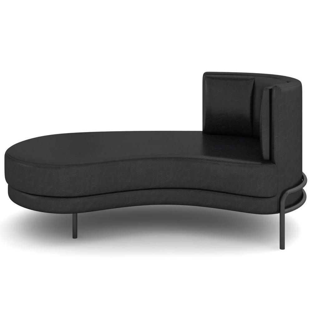 Chaise Longue Divã 164cm Braço Direito Logus D06 Sintético Preto - Mpozenato - 7