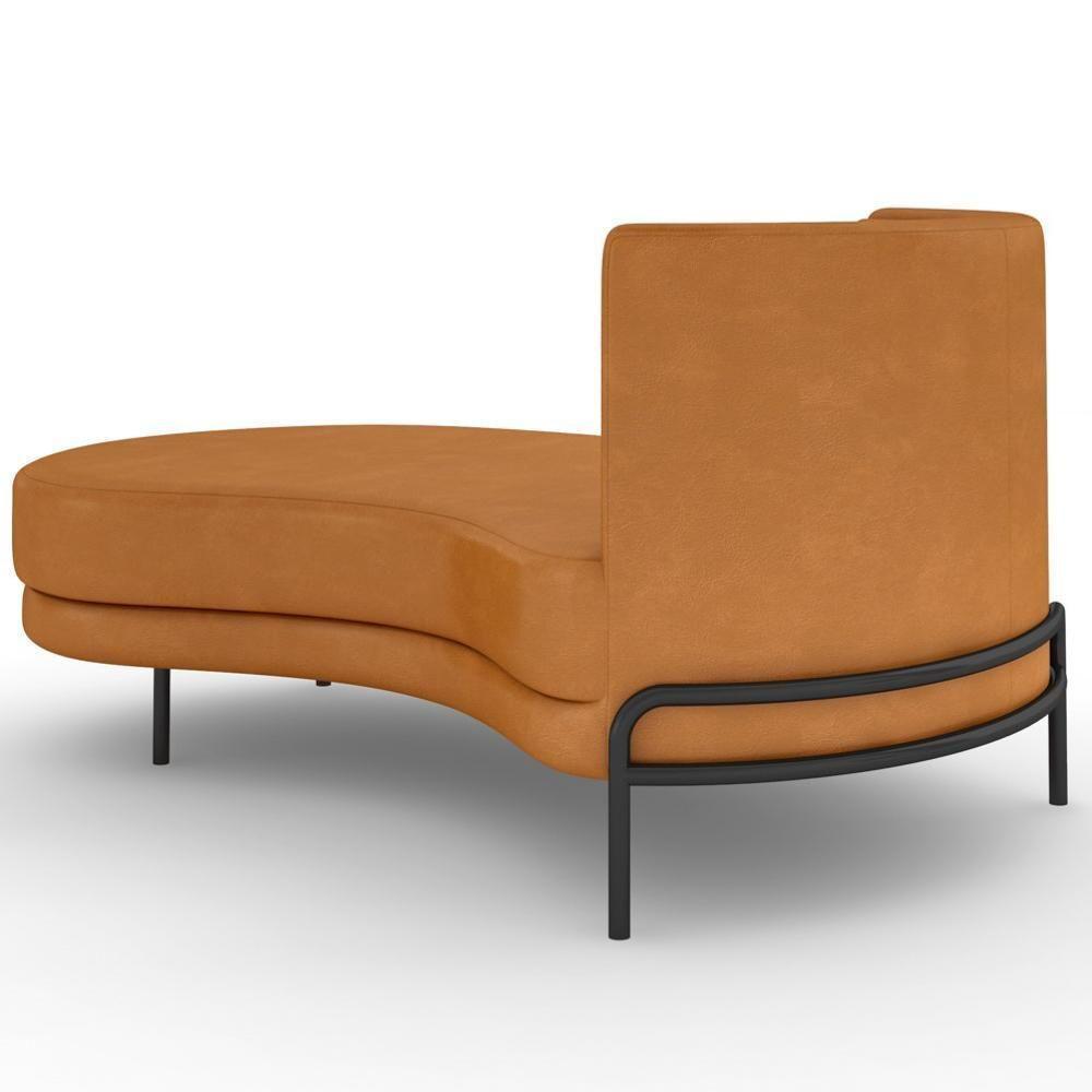 Chaise Longue Divã 164cm Braço Direito Logus D06 Sintético Caramelo - Mpozenato - 5