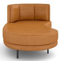 Chaise Longue Divã 164cm Braço Direito Logus D06 Sintético Caramelo - Mpozenato - 6