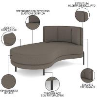 Chaise Longue Divã 164cm Braço Direito Logus D06 Bouclê Bege Escuro - Mpozenato - 3