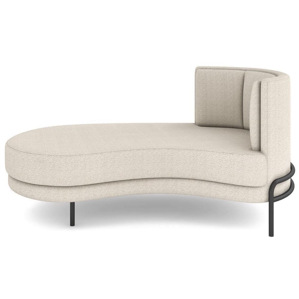 Chaise Longue Divã 164cm Braço Direito Logus D06 Bouclê Bege - Mpozenato - 6