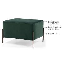 Kit 2 Puffs Decorativos 60cm Base Aço Status C-303 Veludo Verde Musgo- Domi - 2