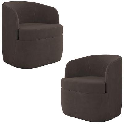 Kit 2 Poltronas Giratórias Decorativas Dandara Z08 Veludo Marrom Mpozenato