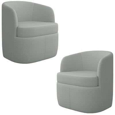 Kit 2 Poltronas Giratórias Decorativas Dandara Z08 Boucle Cinza Mpozenato