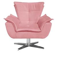 Kit 2 Poltronas Decorativas Sala De Estar Base Giratória Cromada Opla Suede Rose - Ibiza - 2