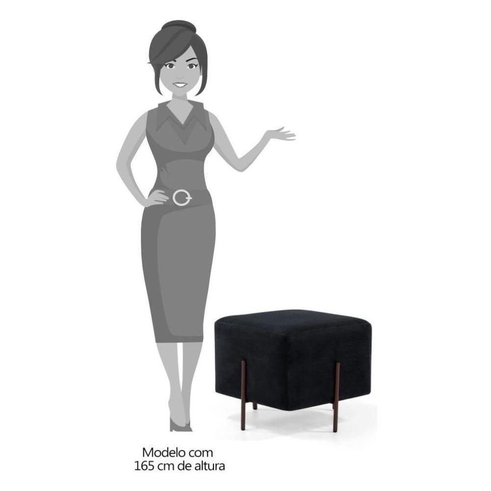 Kit 2 Puffs Decorativos 45cm Base Aço Status C-300 Veludo Preto - Domi - 4