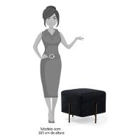 Kit 2 Puffs Decorativos 45cm Base Aço Status C-300 Veludo Preto - Domi - 4