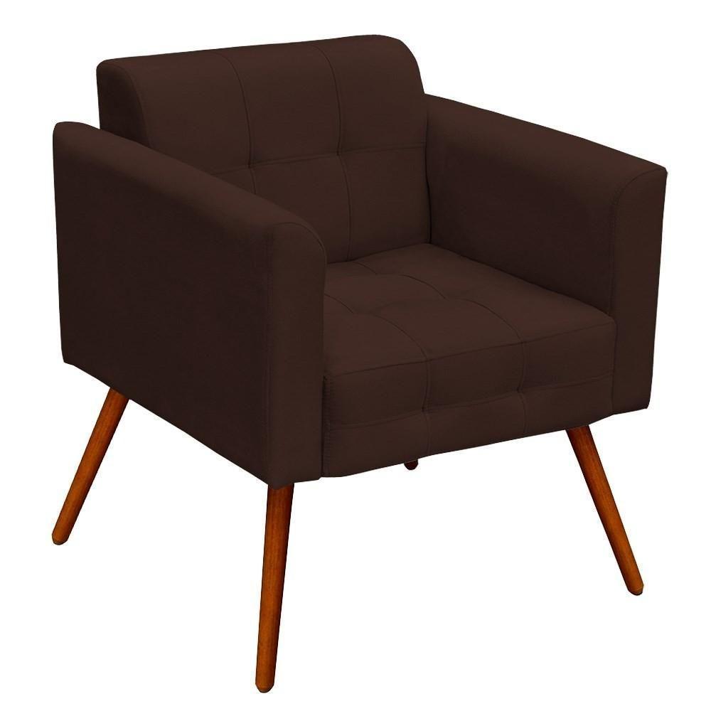 Kit 2 Poltronas Decorativas Pés Palito Ana Suede Marrom - Ibiza - 2