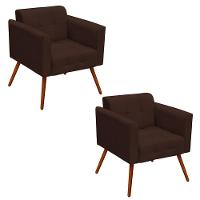 Kit 2 Poltronas Decorativas Pés Palito Ana Suede Marrom - Ibiza - 1