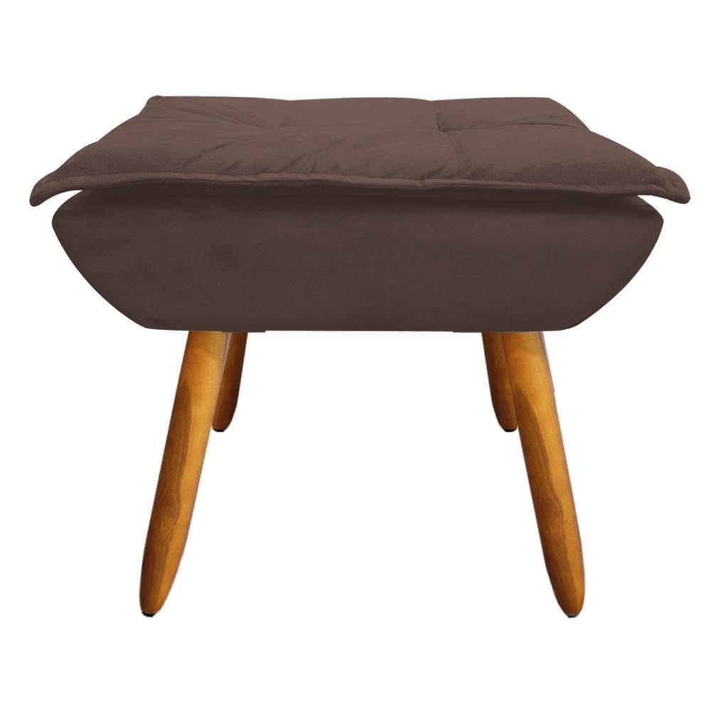 Kit 2 Poltronas Decorativas Pés Palito Com Puff Opla Suede Marrom - Ibiza - 3