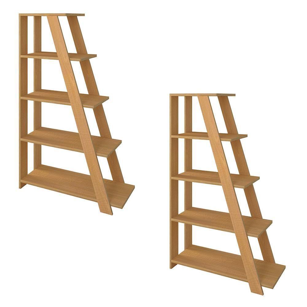 Kit 2 Estante Multiuso Decorativa 5 Prateleiras Stela A06 Freijó - Mpozenato - 1