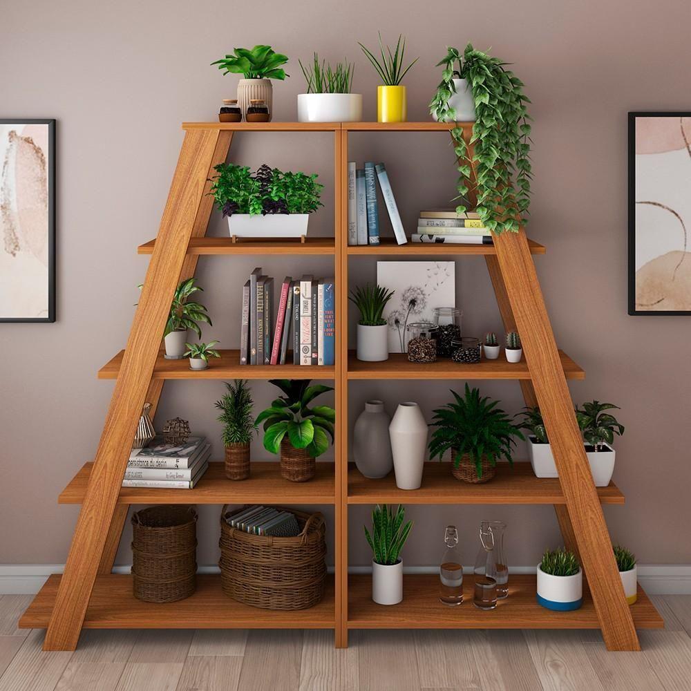 Kit 2 Estante Multiuso Decorativa 5 Prateleiras Stela A06 Freijó - Mpozenato - 2