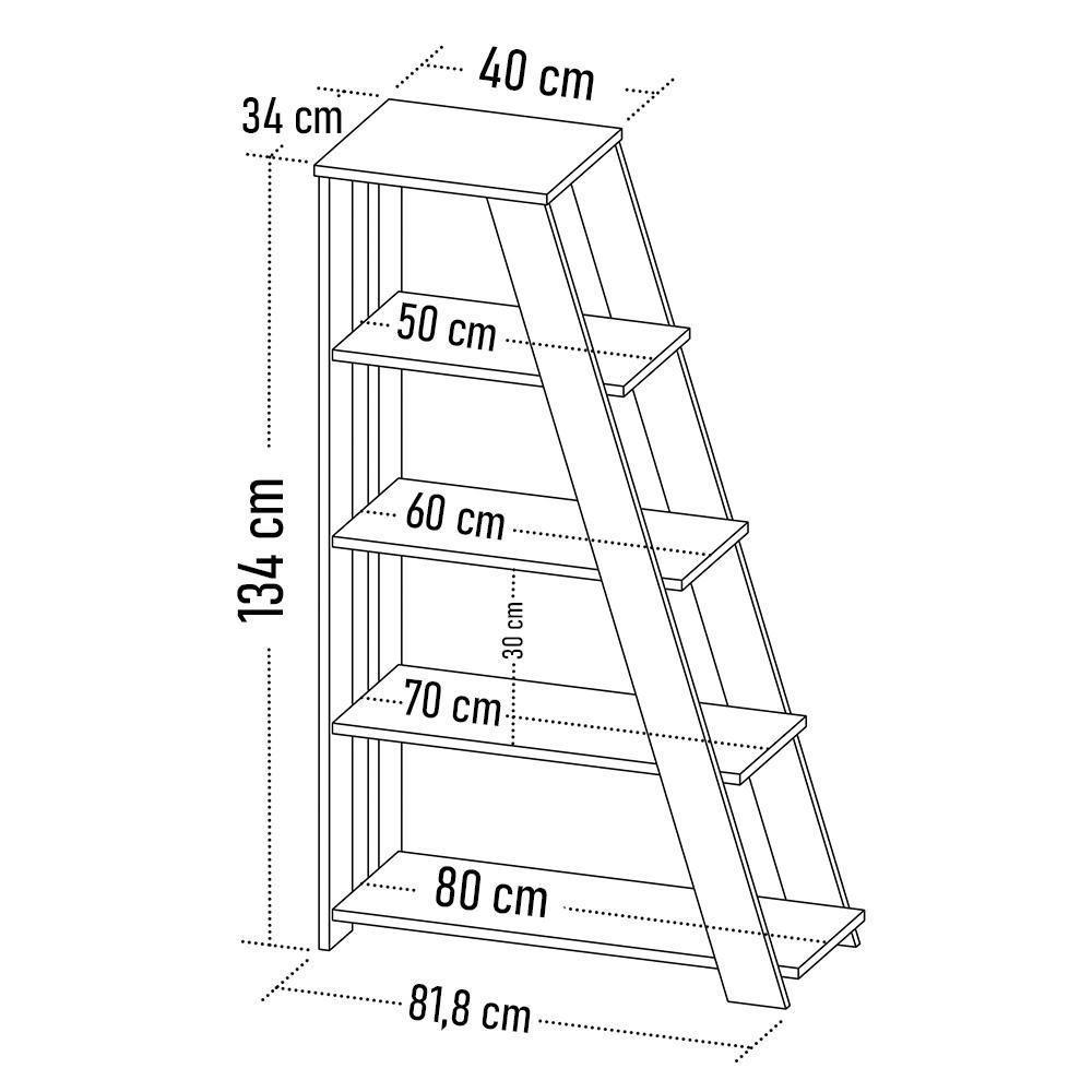 Kit 2 Estante Multiuso Decorativa 5 Prateleiras Stela A06 Freijó - Mpozenato - 4