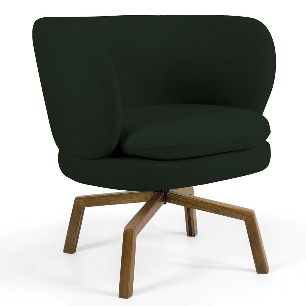 Kit 2 Poltronas Decorativas Melissa Base Ka Giratória Castanho Veludo C-303 Verde Musgo - Domi - 2