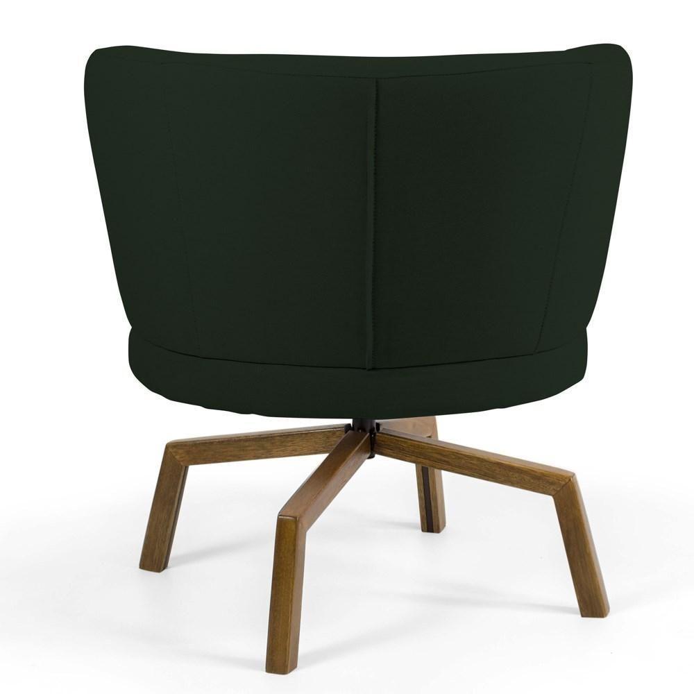 Kit 2 Poltronas Decorativas Melissa Base Ka Giratória Castanho Veludo C-303 Verde Musgo - Domi - 6
