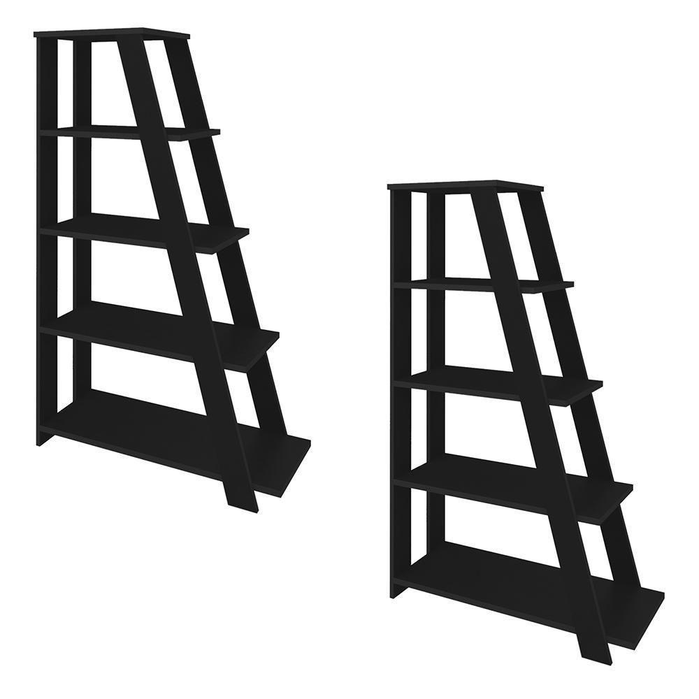 Kit 2 Estante Multiuso Decorativa 5 Prateleiras Stela A06 Preto - Mpozenato - 1