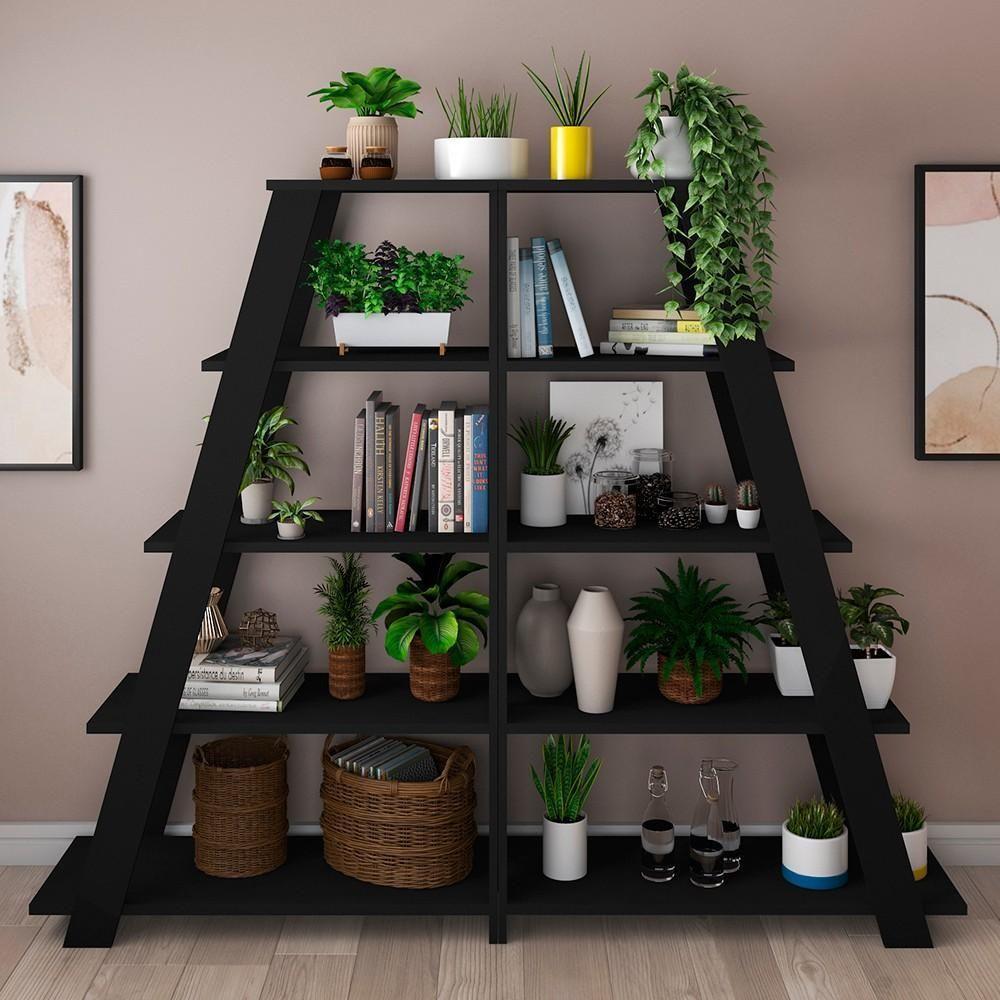 Kit 2 Estante Multiuso Decorativa 5 Prateleiras Stela A06 Preto - Mpozenato - 2