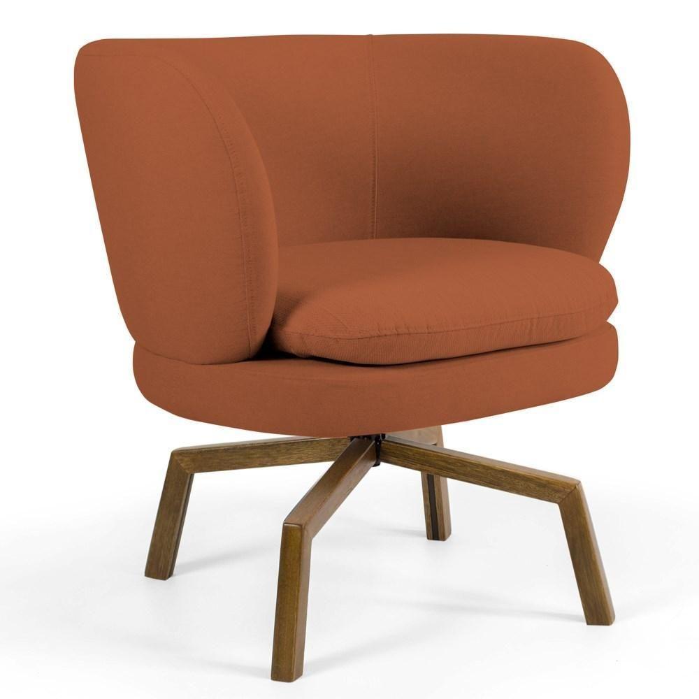 Kit 2 Poltronas Decorativas Melissa Base Ka Giratória Castanho Veludo C-262 Telha - Domi - 2