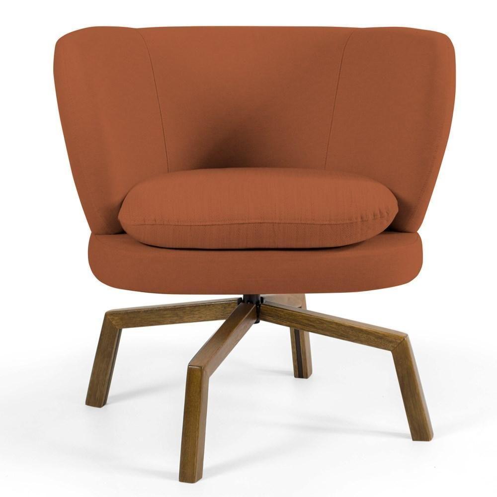 Kit 2 Poltronas Decorativas Melissa Base Ka Giratória Castanho Veludo C-262 Telha - Domi - 3