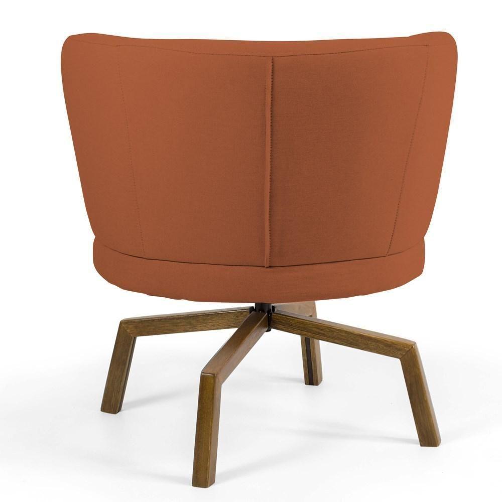 Kit 2 Poltronas Decorativas Melissa Base Ka Giratória Castanho Veludo C-262 Telha - Domi - 6