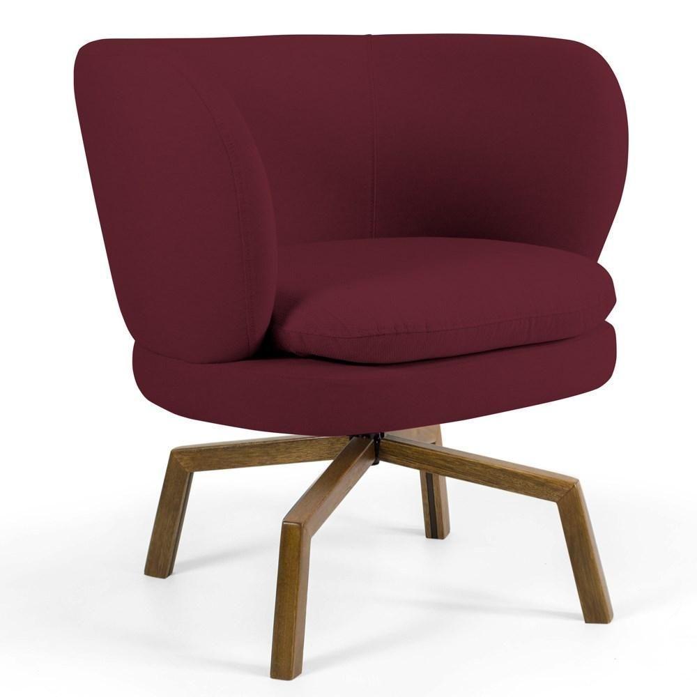 Kit 2 Poltronas Decorativas Melissa Base Ka Giratória Castanho Veludo C-278 Marsala - Domi - 2