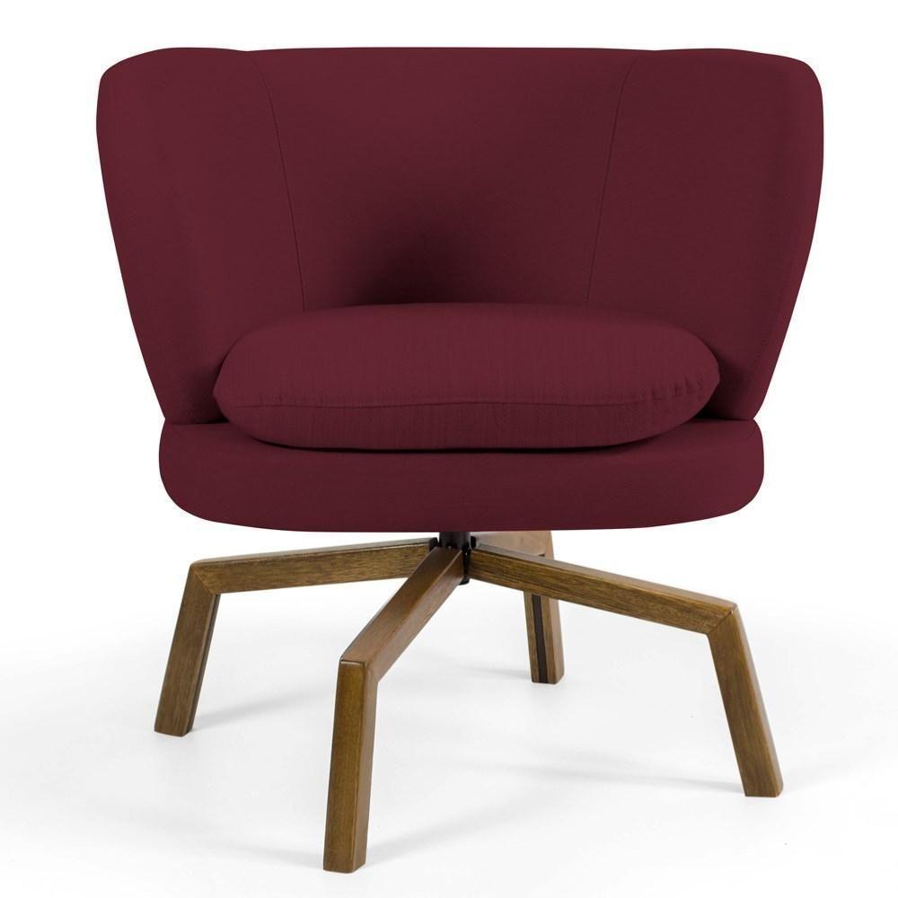 Kit 2 Poltronas Decorativas Melissa Base Ka Giratória Castanho Veludo C-278 Marsala - Domi - 3