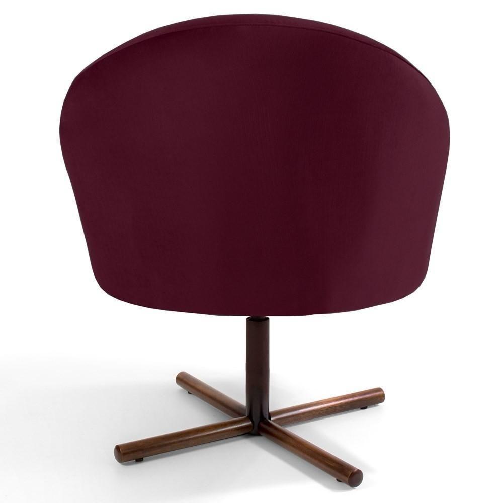 Kit 2 Poltronas Decorativas Giratórias Base Xis Madeira Rafa C-278 Veludo Marsala - Domi - 6