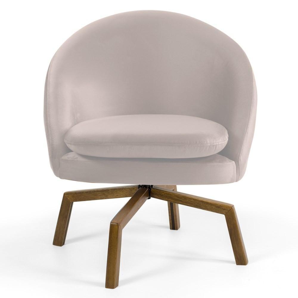 Kit 2 Poltronas Decorativas Giratórias Base Ka Madeira Rafa C-309 Veludo Bege - Domi - 2