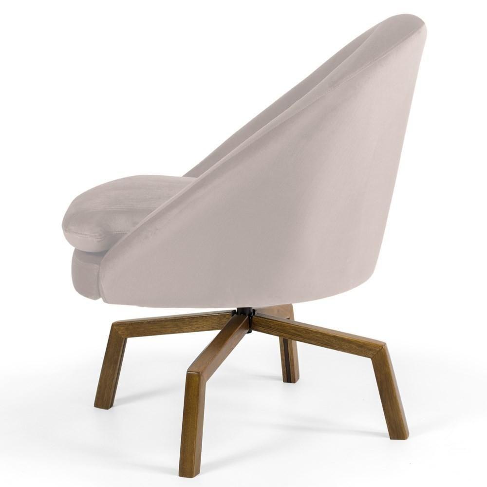 Kit 2 Poltronas Decorativas Giratórias Base Ka Madeira Rafa C-309 Veludo Bege - Domi - 3