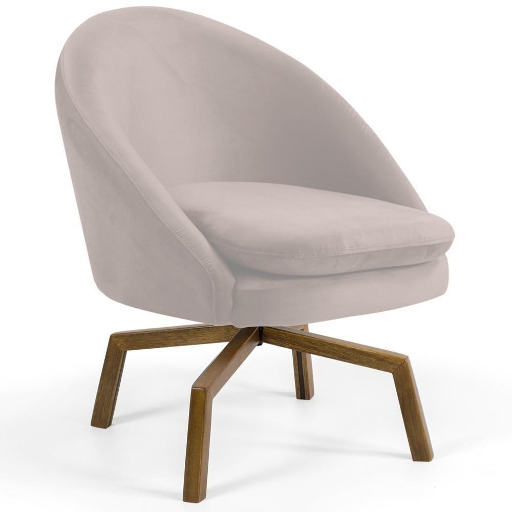 Kit 2 Poltronas Decorativas Giratórias Base Ka Madeira Rafa C-309 Veludo Bege - Domi - 4