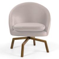 Kit 2 Poltronas Decorativas Giratórias Base Ka Madeira Rafa C-309 Veludo Bege - Domi - 2