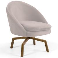 Kit 2 Poltronas Decorativas Giratórias Base Ka Madeira Rafa C-309 Veludo Bege - Domi