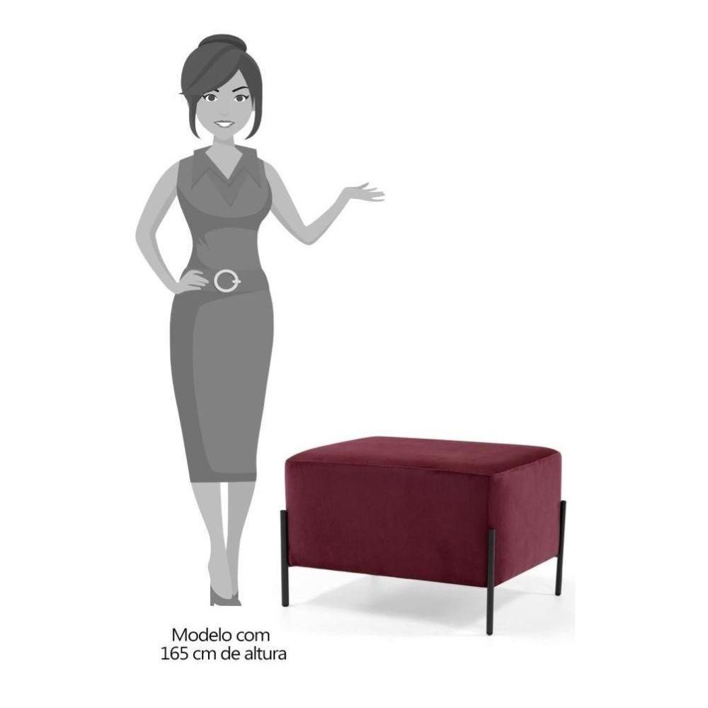 Kit 2 Puffs Decorativos 60cm Base Aço Status C-278 Veludo Marsala - Domi - 4