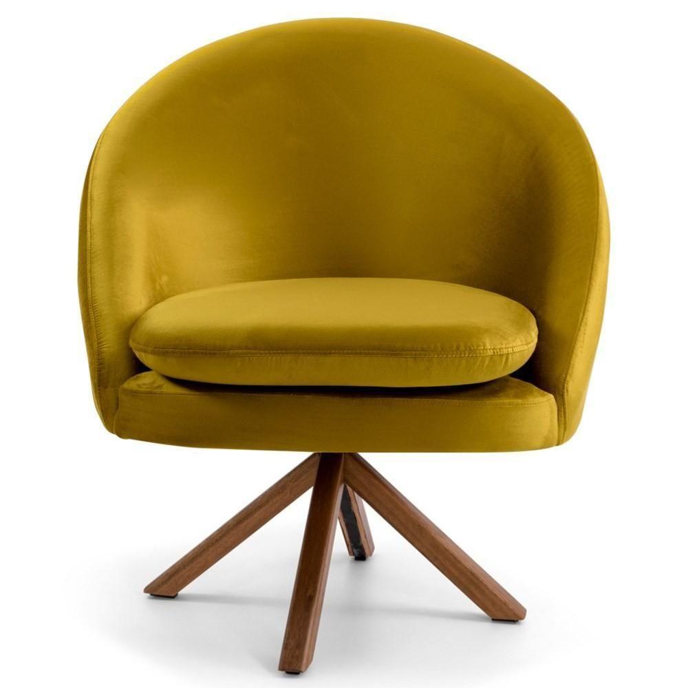 Kit 2 Poltronas Decorativas Giratórias Base Giromad Madeira Rafa C-279 Veludo Mostarda - Domi - 2