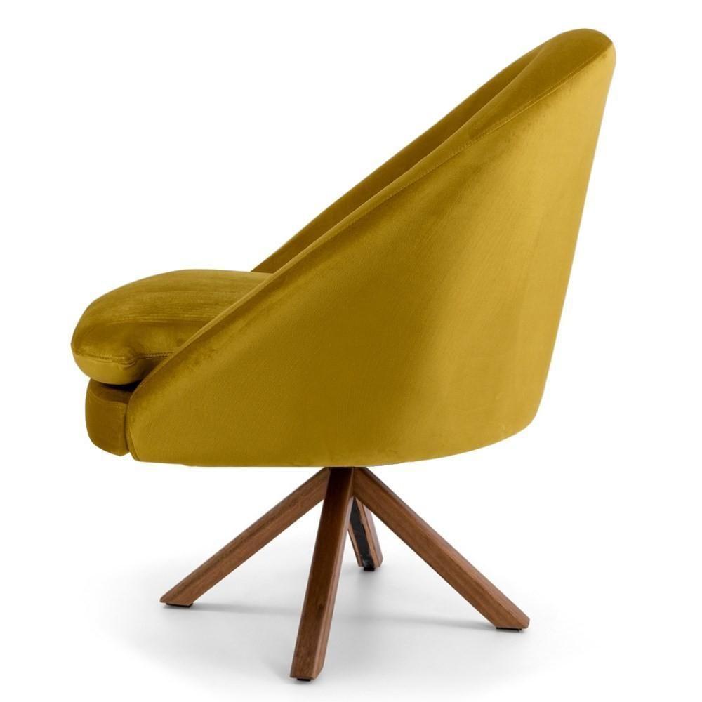 Kit 2 Poltronas Decorativas Giratórias Base Giromad Madeira Rafa C-279 Veludo Mostarda - Domi - 3