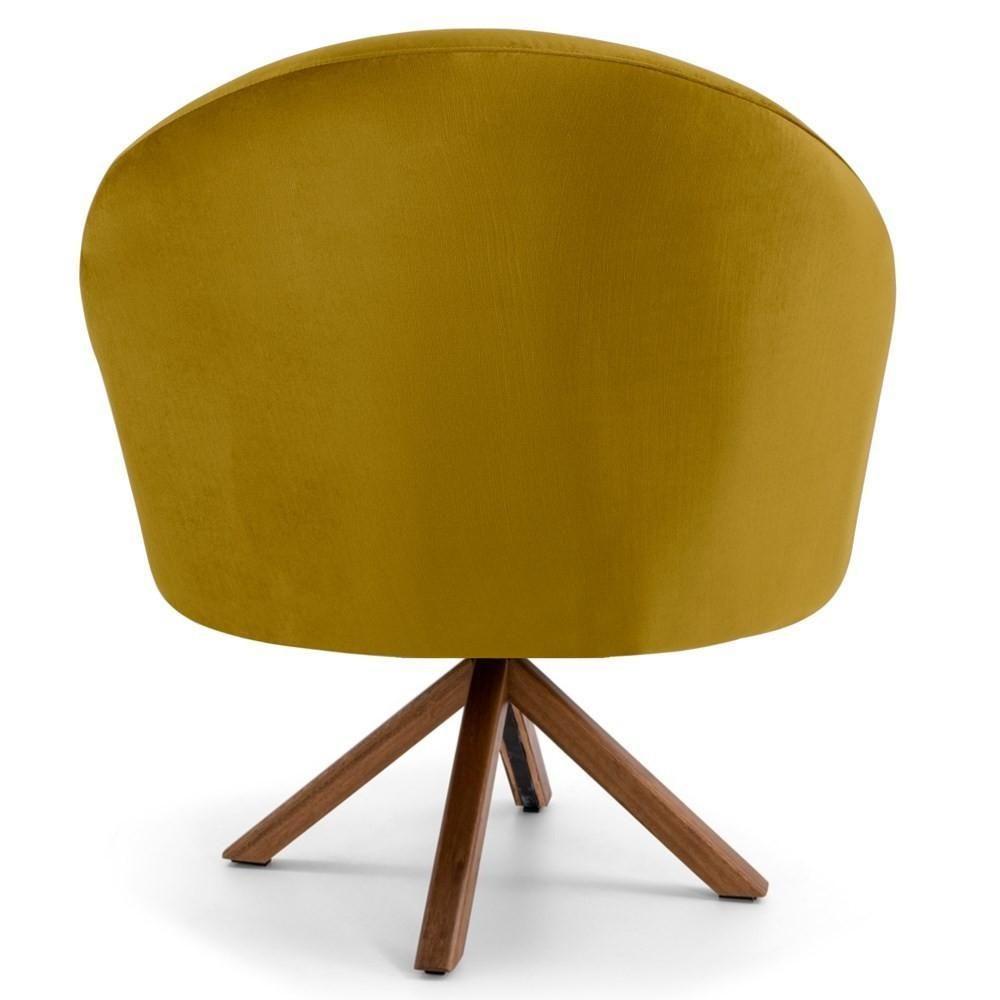 Kit 2 Poltronas Decorativas Giratórias Base Giromad Madeira Rafa C-279 Veludo Mostarda - Domi - 4