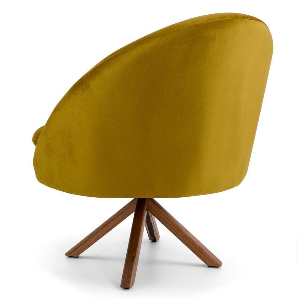 Kit 2 Poltronas Decorativas Giratórias Base Giromad Madeira Rafa C-279 Veludo Mostarda - Domi - 6