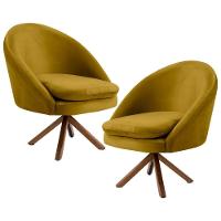 Kit 2 Poltronas Decorativas Giratórias Base Giromad Madeira Rafa C-279 Veludo Mostarda - Domi - 1