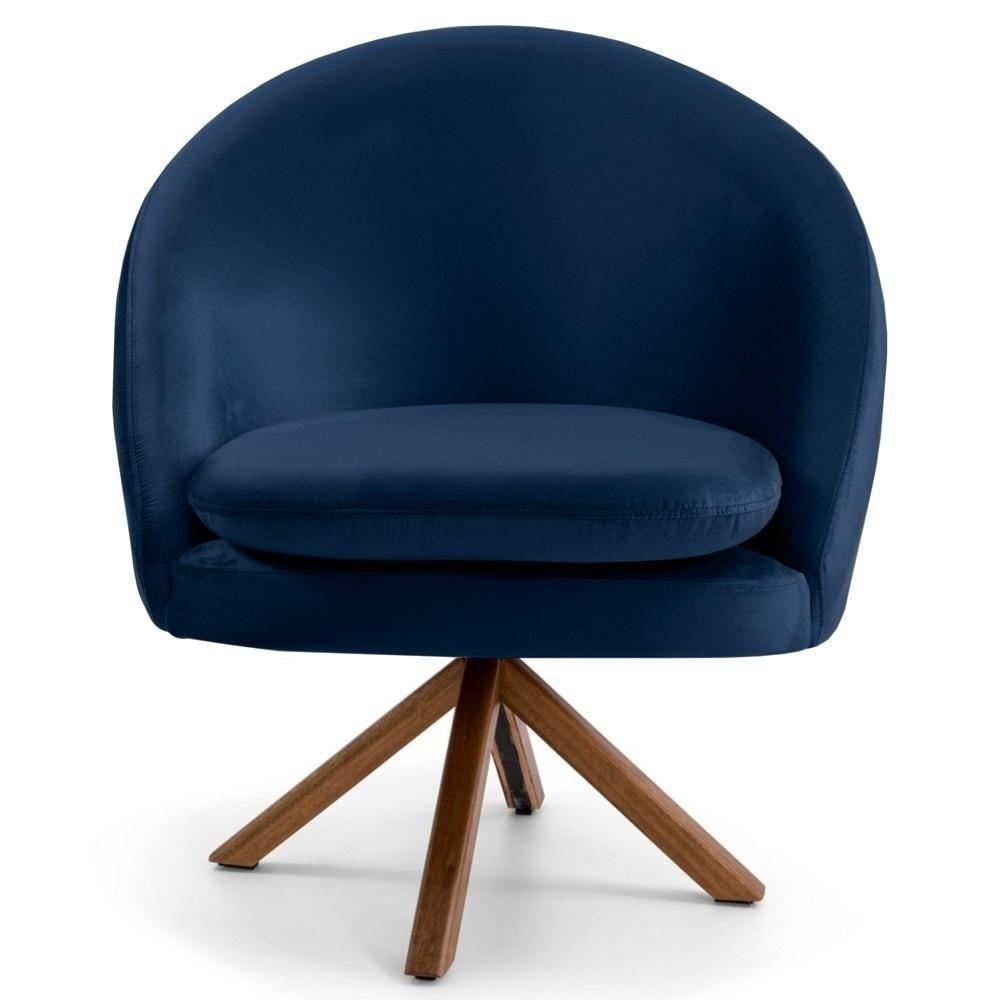 Kit 2 Poltronas Decorativas Giratórias Base Giromad Madeira Rafa C-304 Veludo Azul Marinho - Domi - 2