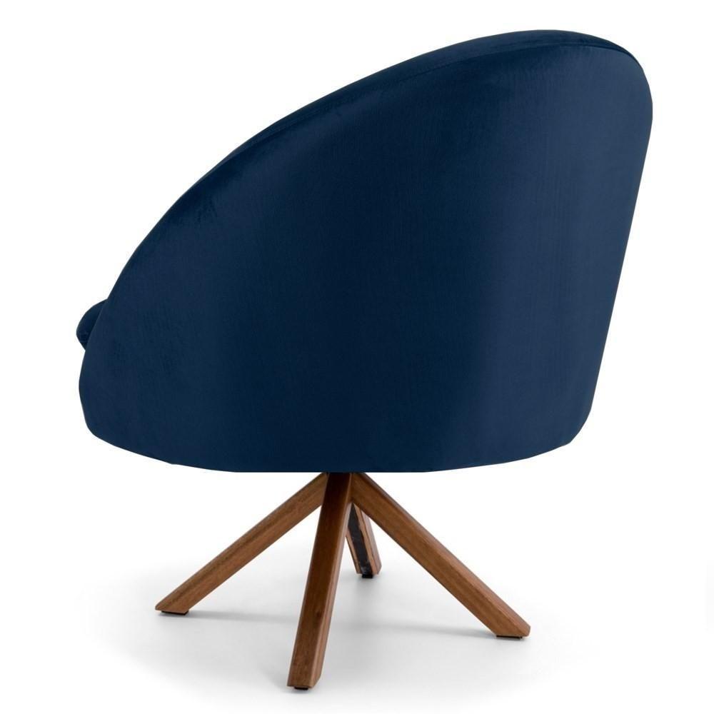 Kit 2 Poltronas Decorativas Giratórias Base Giromad Madeira Rafa C-304 Veludo Azul Marinho - Domi - 6