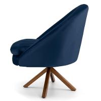 Kit 2 Poltronas Decorativas Giratórias Base Giromad Madeira Rafa C-304 Veludo Azul Marinho - Domi - 3