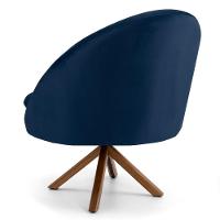 Kit 2 Poltronas Decorativas Giratórias Base Giromad Madeira Rafa C-304 Veludo Azul Marinho - Domi - 6