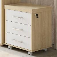 Gaveteiro Para Escritório Com Rodízios 3 Gavetas Corp A06 Carvalho/branco - Mpozenato - 2