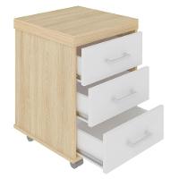 Gaveteiro Para Escritório Com Rodízios 3 Gavetas Corp A06 Carvalho/branco - Mpozenato - 7